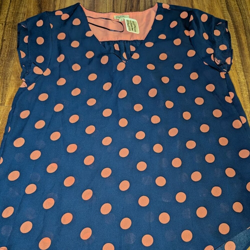 Lily White blue and pink polka dot top